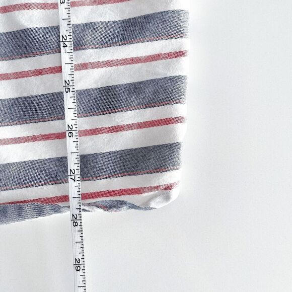 Quiksilver Mens Modern Striped Short Sleeve Button-Up Shirt Blue Red Size Large - Picture 6 of 7